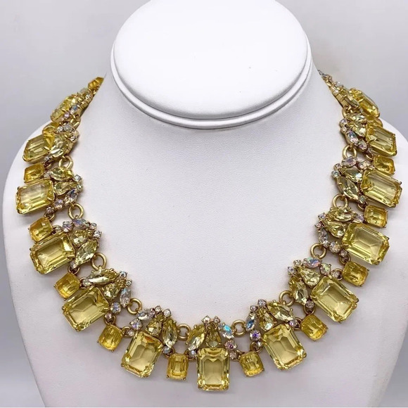 J. Crew Jewelry - J. Crew Gold Yellow Jeweled Collar Necklace